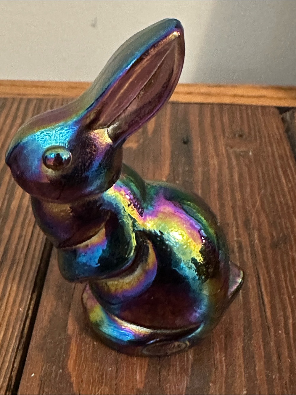 Fenton Iridescent Multicolor Bunny Figurine